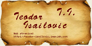 Teodor Isailović vizit kartica